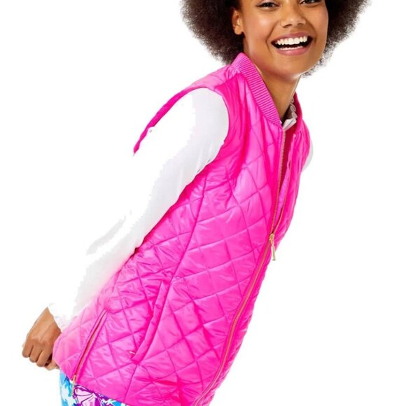 Lilly Pulitzer Payson Quilted Vest -Size Large-(RAZ Berry) PINK - Picture 4 of 7